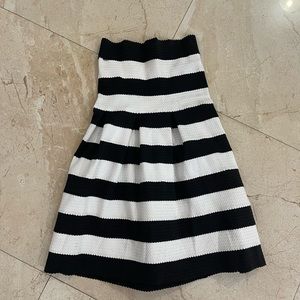 Black and white strapless dress